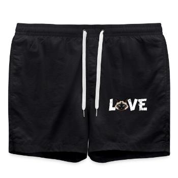 Birman-Katzen-Liebe lustige Rasse-Illustration - Badeshorts - Schwarz - Vorne - AI Model Male 185 light (185cm)
