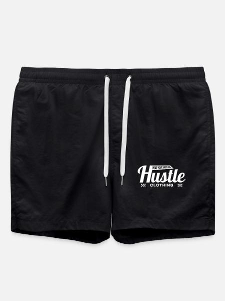 Vintage Hustle Clothing Hoodie – Streetwear Badge - Swim Trunks - black