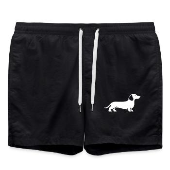 Silhouette teckel – design minimaliste de chien - Short de bain - noir - Devant - AI Model Male 185 light (185cm)