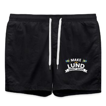 Lund City Pride Wappen - Badeshorts - Schwarz - Vorne - AI Model Male 185 light (185cm)