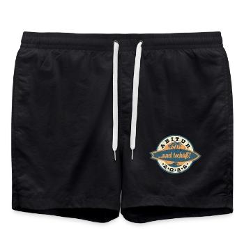 2026 Abitur und tschüß! Retro Abzeichen - Badeshorts - Schwarz - Vorne - AI Model Male 185 light (185cm)