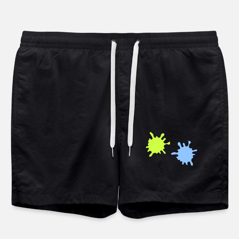 Neon Splash Splatter - Swim Trunks - black