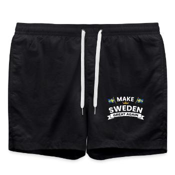 Mach Schweden wieder groß - Badeshorts - Schwarz - Vorne - AI Model Male 185 light (185cm)