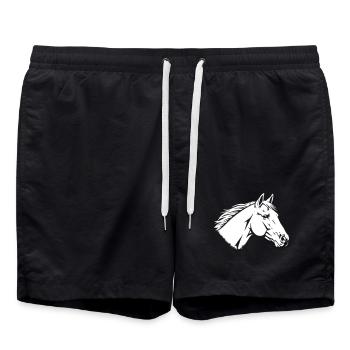 Pferd Kopf Portrait Hengst Reiten Vektor - Badeshorts - Schwarz - Vorne - AI Model Male 185 light (185cm)