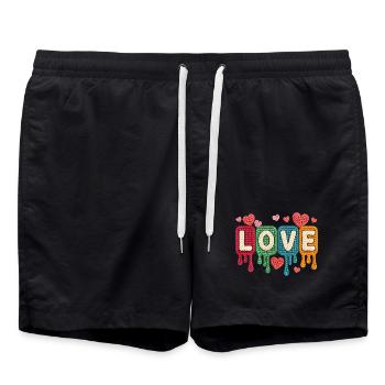 Love Bunte Strick Herzen Romantische Liebe - Badeshorts - Schwarz - Vorne - AI Model Male 185 light (185cm)