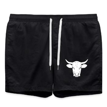 Stier Kopf Bulle Portrait Realistisch - Badeshorts - Schwarz - Vorne - AI Model Male 185 light (185cm)