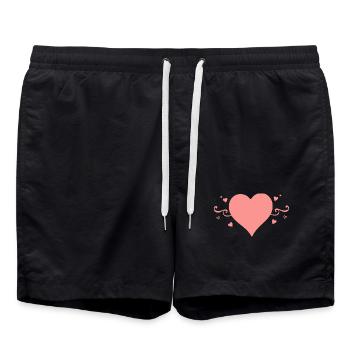 Valentinstag Pink Heart, Valentinstag - Badeshorts - Schwarz - Vorne - AI Model Male 185 light (185cm)