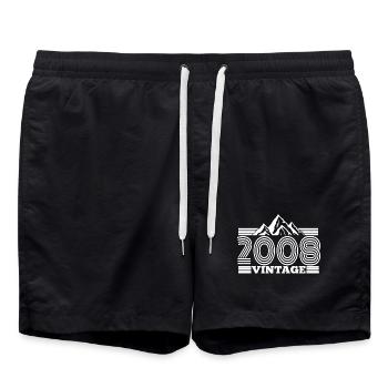 18 Geburtstag Jahrgang 2008 Vintage Berge Wandern - Badeshorts - Schwarz - Vorne - AI Model Male 185 light (185cm)