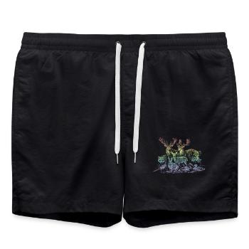 Rehherde im Regenbogen - Badeshorts - Schwarz - Vorne - AI Model Male 185 light (185cm)