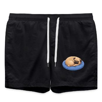 Carlin mignon Chien de dessins animés câlinant Reposant - Short de bain - noir - Devant - AI Model Male 185 light (185cm)
