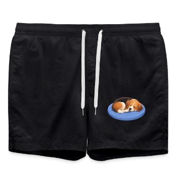Süßer Beagle Cartoon Kuscheln Schlafen Chillout - Badeshorts - Schwarz - Vorne - AI Model Male 185 light (185cm)