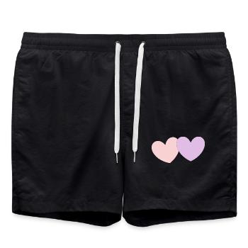Cadeau pastel en cœur pour la Saint-Valentin - Short de bain - noir - Devant - AI Model Male 185 light (185cm)