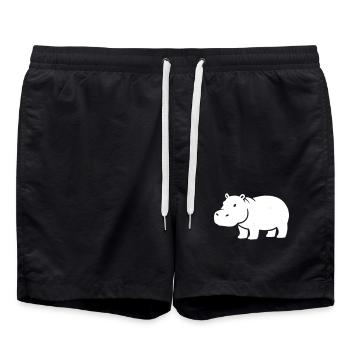 Silhouette Hippopotame Blanche - Short de bain - noir - Devant - AI Model Male 185 light (185cm)