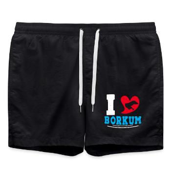 Borkum Island I LOVE BORKUM Funny - Swim Trunks - black - Front - AI Model Male 185 light (185cm)