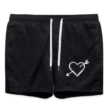 Icône de flèche en forme de cœur - Short de bain - noir - Devant - AI Model Male 185 light (185cm)