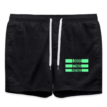 Logos Ethos Pathos Rhetorik Philosophie Student - Badeshorts - Schwarz - Vorne - AI Model Male 185 light (185cm)