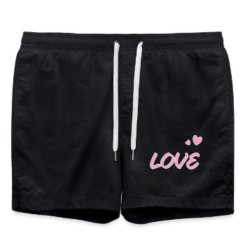 Love pastel et coeurs dessinés - Short de bain - noir - Devant - AI Model Male 185 light (185cm)