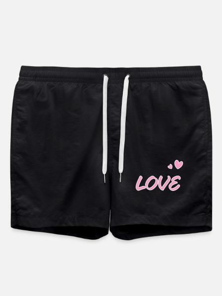 Love pastel et coeurs dessinés - Short de bain - noir