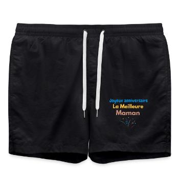 Herzlichen Glückwunsch zum Geburtstag, die beste Mutter - Badeshorts - Schwarz - Vorne - AI Model Male 185 light (185cm)