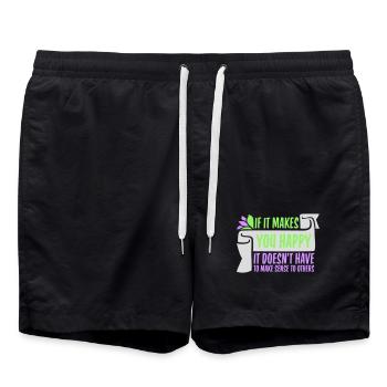 Si ça te rend heureux, sens les autres, Spruch Glück Frei - Short de bain - noir - Devant - AI Model Male 185 light (185cm)