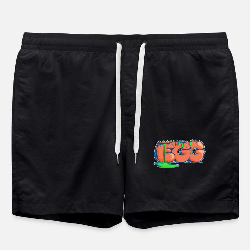 Egg, Drawn Word - Swim Trunks - black