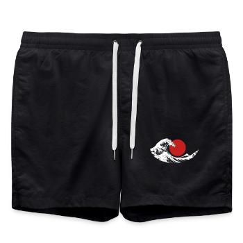Esthétique japonaise du Soleil Rouge de la Grande Vague - Short de bain - noir - Devant - AI Model Male 185 light (185cm)