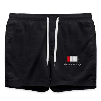 Lundis à faible batterie – Humeur à faible énergie - Short de bain - noir - Devant - AI Model Male 185 light (185cm)