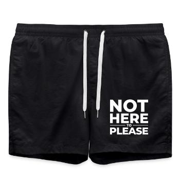 Not Here to Please – Chemise statement - Short de bain - noir - Devant - AI Model Male 185 light (185cm)