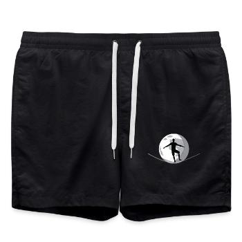 Le Zen de l’Équilibre : Slackline près de la Lune - Short de bain - noir - Devant - AI Model Male 185 light (185cm)