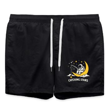 Astronaute à la pêche aux étoiles sur la Lune - Short de bain - noir - Devant - AI Model Male 185 light (185cm)