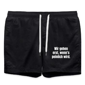 Wir gehen erst, wenn’s peinlich wird - Badeshorts - Schwarz - Vorne - AI Model Male 185 light (185cm)