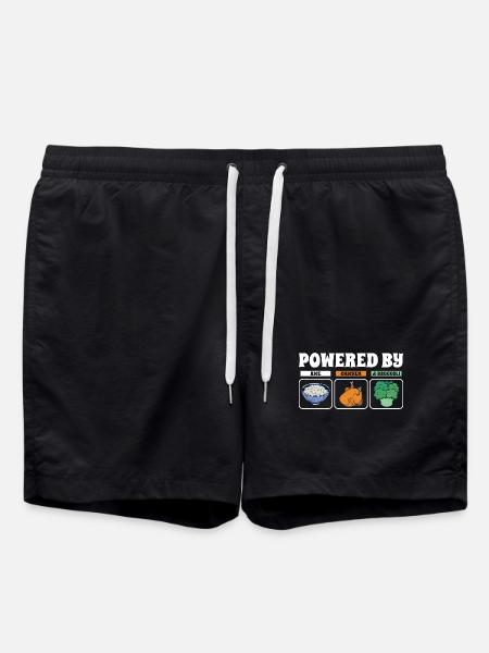 Powered By Rice Chicken Broccoli - Swim Trunks - black