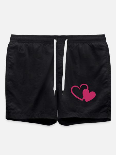 Valentinstag Herz rot Geschenk Valentinstag - Badeshorts - Schwarz