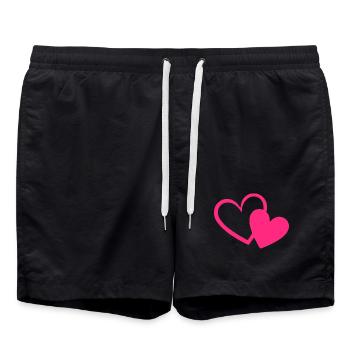 Cadeau de la Saint-Valentin en cœur rose rose - Short de bain - noir - Devant - AI Model Male 185 light (185cm)