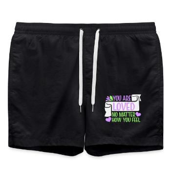 You Are Loved No Matter How You Feel Mitgefühl - Badeshorts - Schwarz - Vorne - AI Model Male 185 light (185cm)