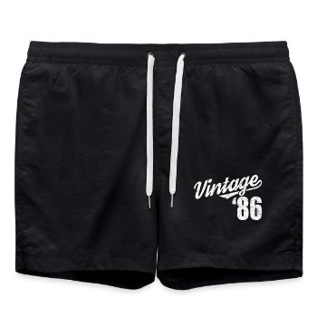 Design rétro vintage 86 script - Short de bain - noir - Devant - AI Model Male 185 light (185cm)