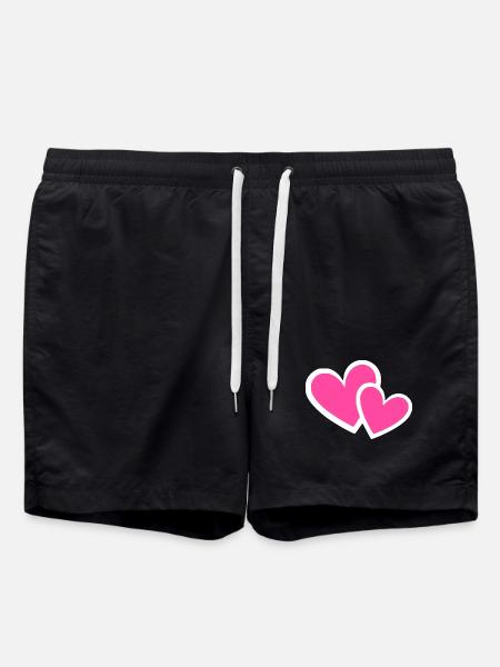 Saint-Valentin Cœur Rose, St.valentin - Short de bain - noir