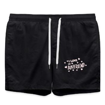 Ich liebe meinen Freund – Herzdesign - Badeshorts - Schwarz - Vorne - AI Model Male 185 light (185cm)