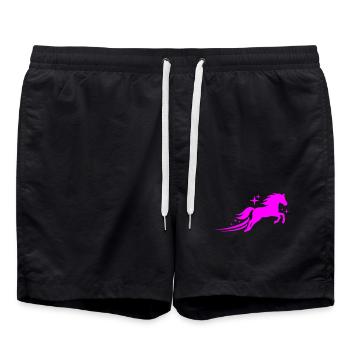 Pferd Galopp Sterne Pink Symbol - Badeshorts - Schwarz - Vorne - AI Model Male 185 light (185cm)