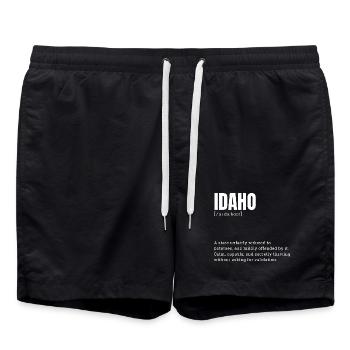 Idaho Kartoffeln Typografie - Badeshorts - Schwarz - Vorne - AI Model Male 185 light (185cm)