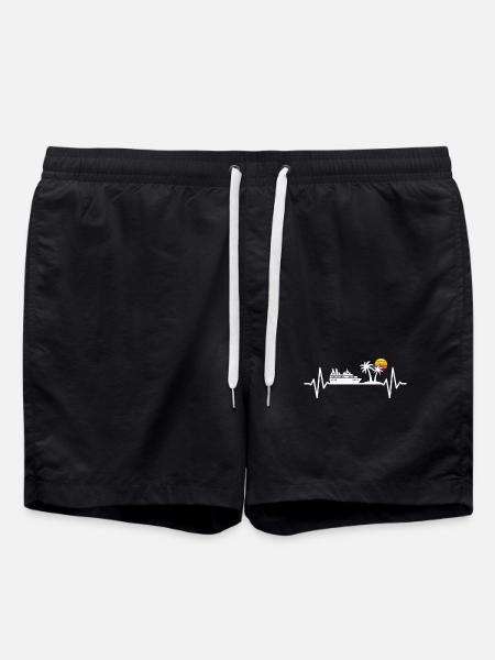 Cruise Ship Vacation Heartbeat - Swim Trunks - black