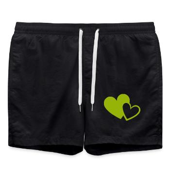 Cœur vert motif de cœurs verts - Short de bain - noir - Devant - AI Model Male 185 light (185cm)