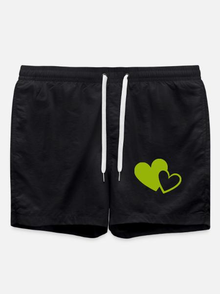 green heart green hearts heart pattern - Swim Trunks - black