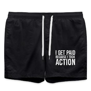 Je suis payé parce que j’ai agi - Short de bain - noir - Devant - AI Model Male 185 light (185cm)