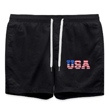 USA Lettreries America Fan Drapeau américain - Short de bain - noir - Devant - AI Model Male 185 light (185cm)