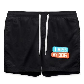 I Miss My Dog Hundeliebhaber Hunde Liebe Witz Logo - Badeshorts - Schwarz - Vorne - AI Model Male 185 light (185cm)