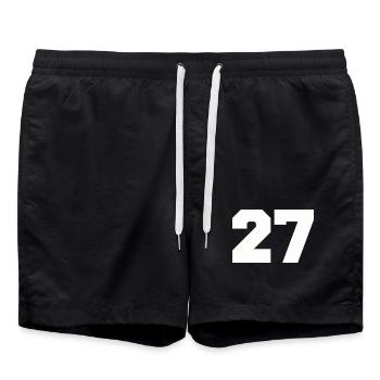 Zahl 27  - Badeshorts - Schwarz - Vorne - AI Model Male 185 light (185cm)