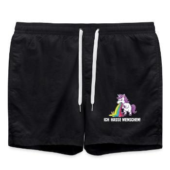 Licorne drôle Je déteste les gens Arc-en-ciel - Short de bain - noir - Devant - AI Model Male 185 light (185cm)