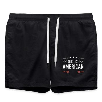 Fier d'être Américain – Étoiles rétro - Short de bain - noir - Devant - AI Model Male 185 light (185cm)