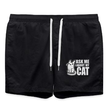 Demandez-moi pour mon chat Chat Amour des animaux Animaux - Short de bain - noir - Devant - AI Model Male 185 light (185cm)